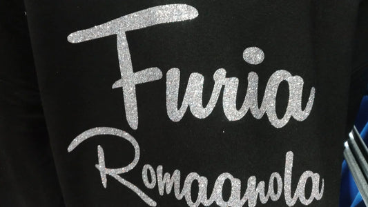 Felpa glitterata donna oro dettaglio frontale Furia Romagnola